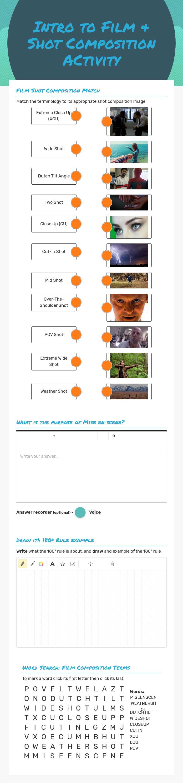Intro to Film & Shot Composition
ACtivity worksheet preview image