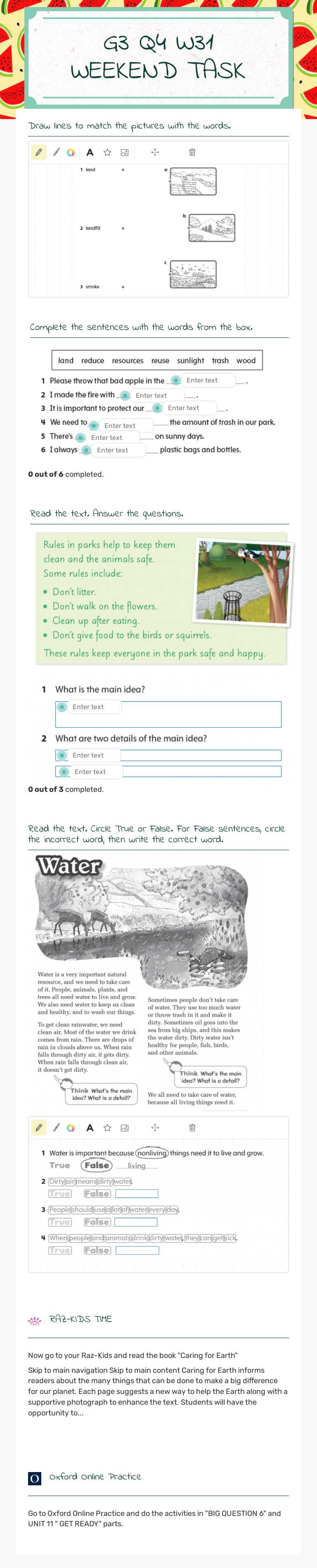 G3 Q4 W31 WEEKEND TASK Grade 3 worksheet preview