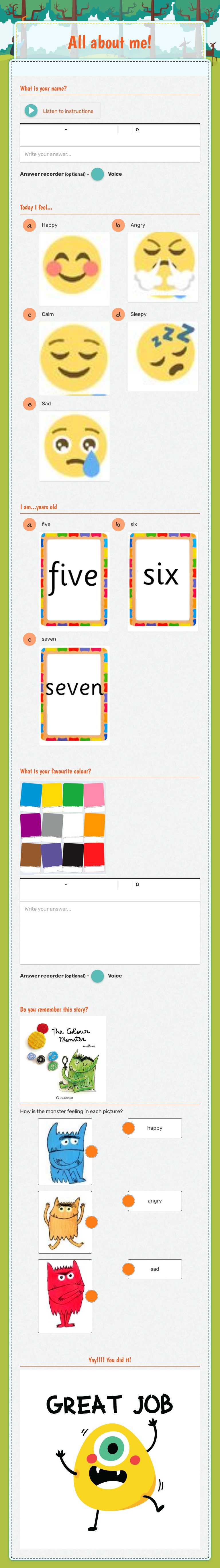 All about me! worksheet preview image