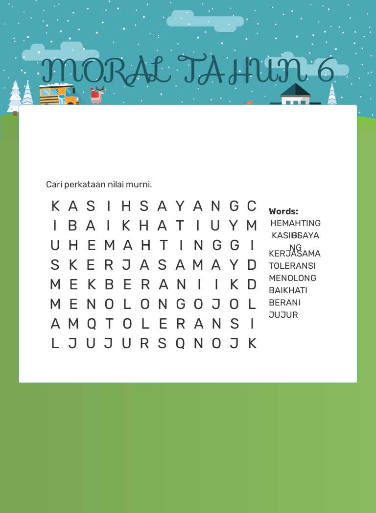 MORAL TAHUN 6 worksheet preview image