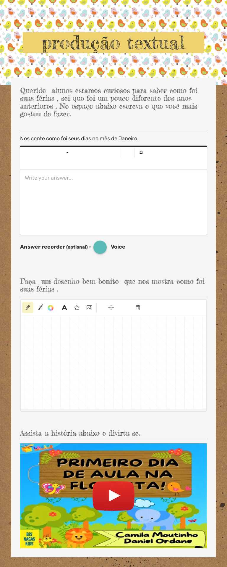 produção textual worksheet preview image