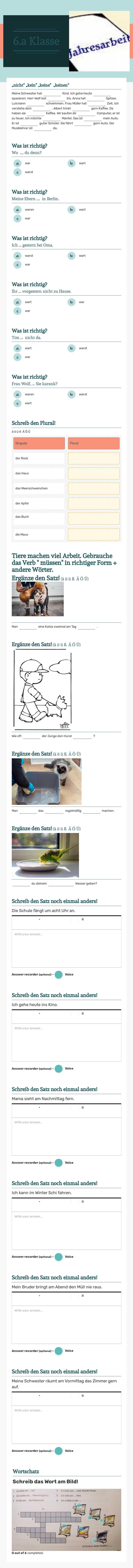 6.a Klasse worksheet preview