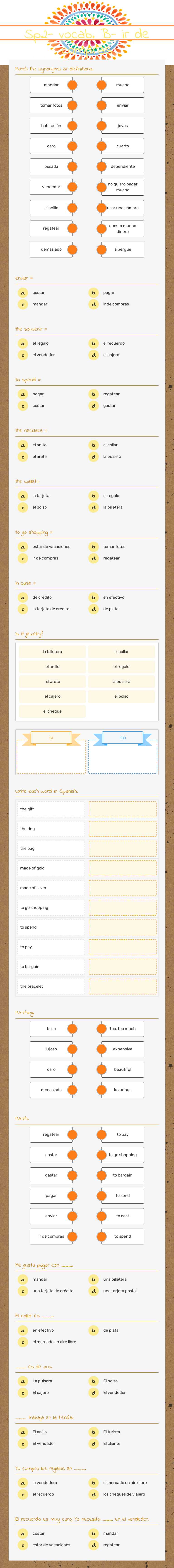 Sp2- vocab. B- ir de compras worksheet preview