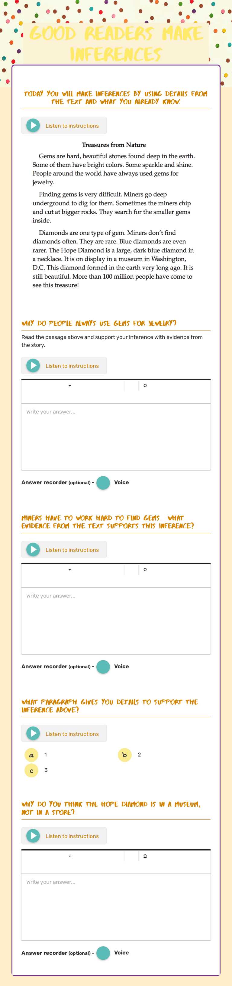 Good Readers Make inferences worksheet preview image