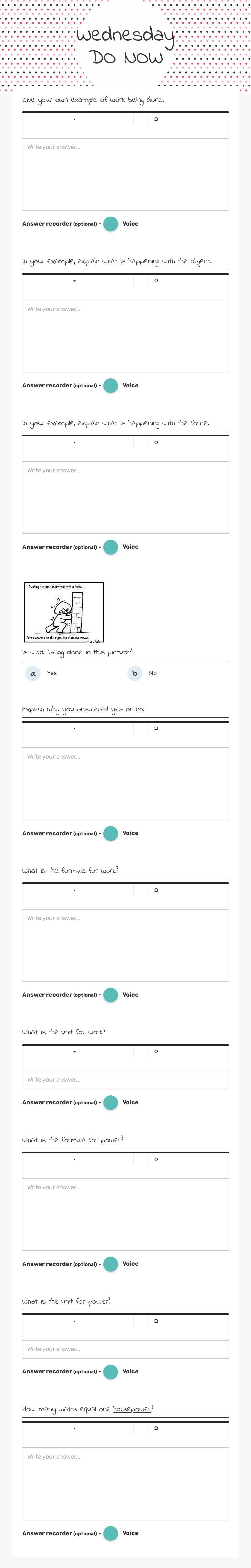 Wednesday  DO NOW worksheet preview image