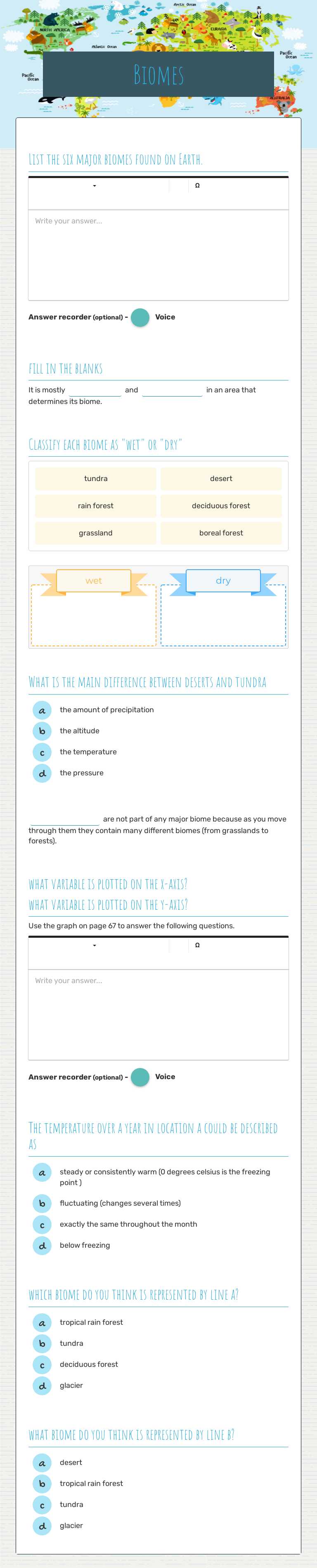 Biomes worksheet preview image