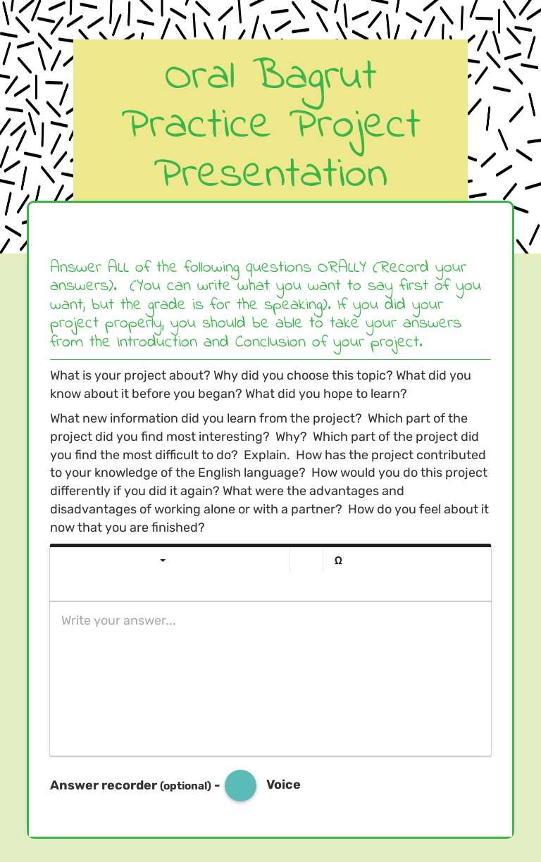 Oral Bagrut Practice Project Presentation worksheet preview image
