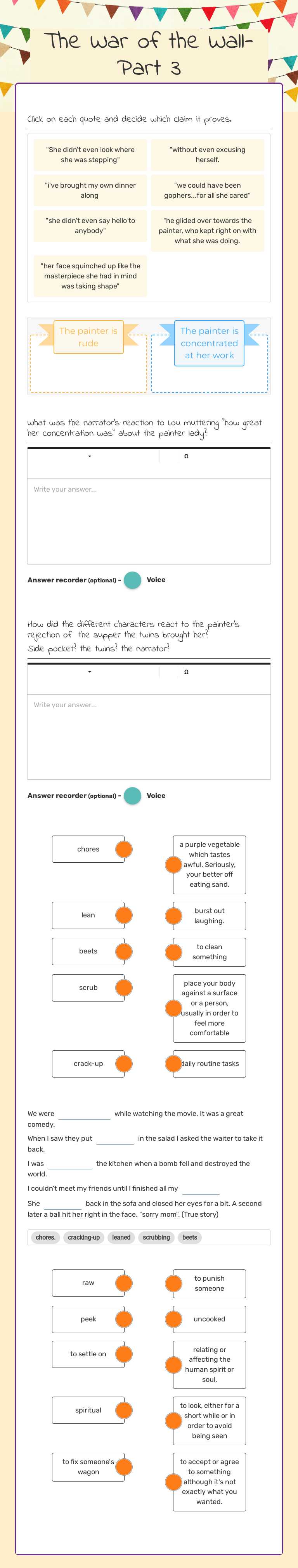 The War of the Wall-Part 3 worksheet preview image