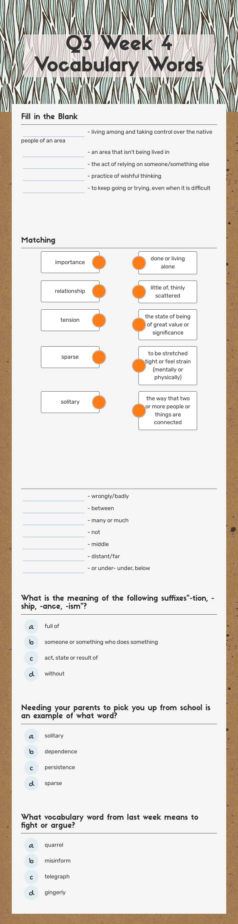 Q3 Week 4 Vocabulary Words worksheet preview