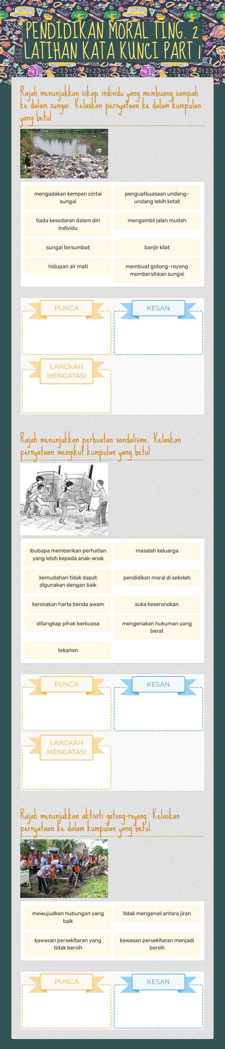 PENDIDIKAN MORAL TING. 2 LATIHAN KATA KUNCI      PART 1 worksheet preview image