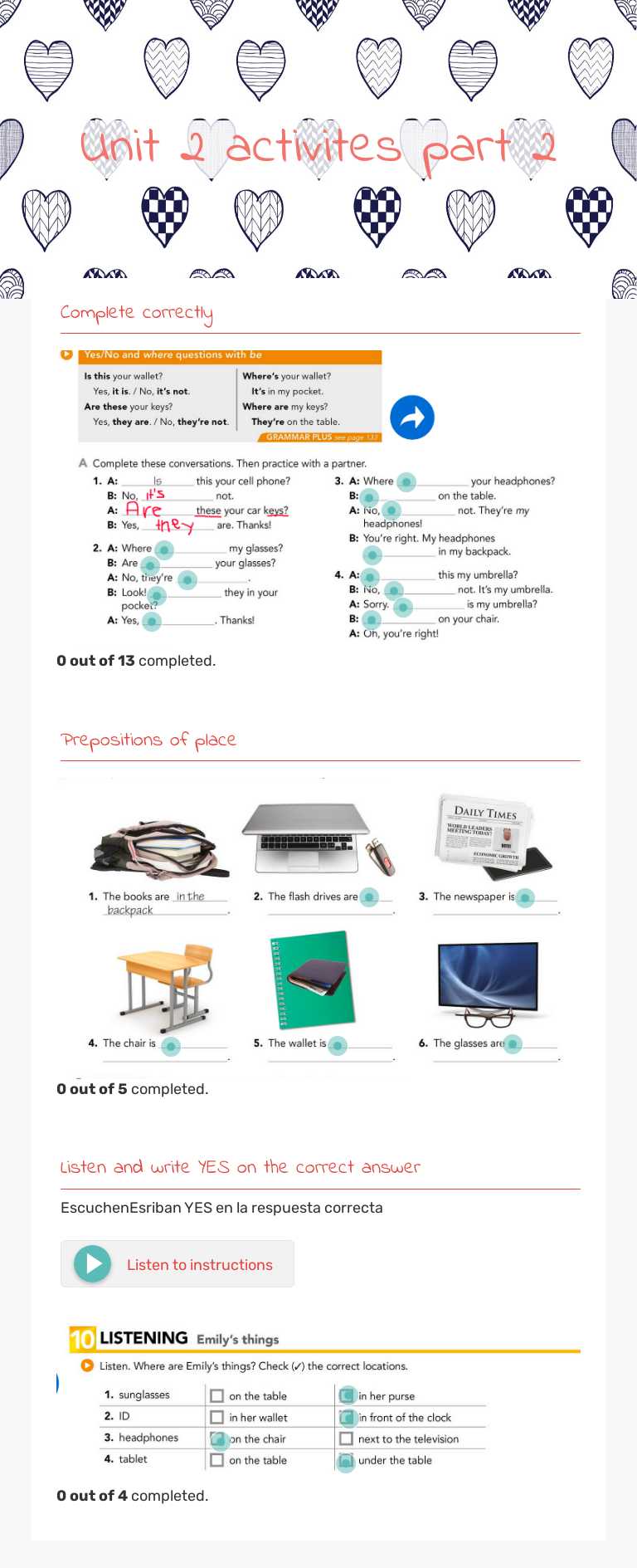 Unit 2 activites part 2 worksheet preview image