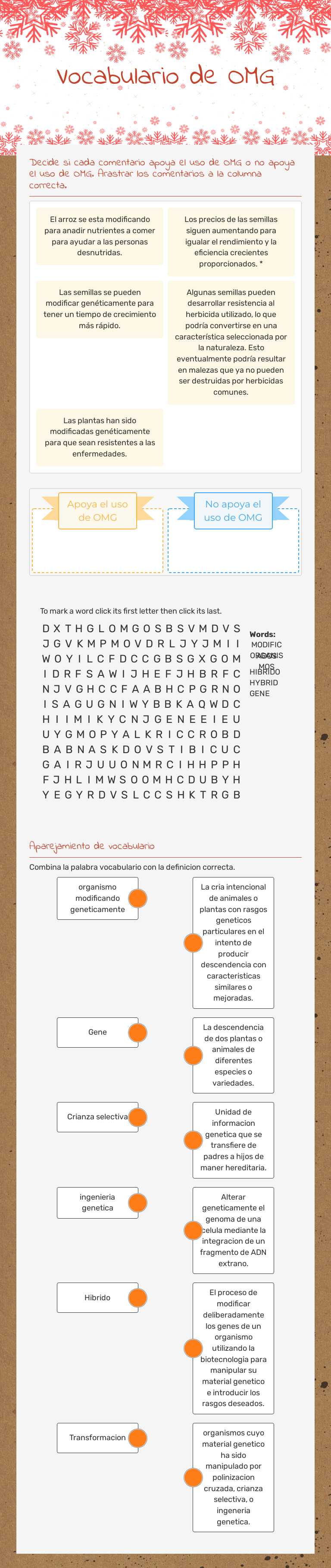 Vocabulario de OMG Grade 8 worksheet preview