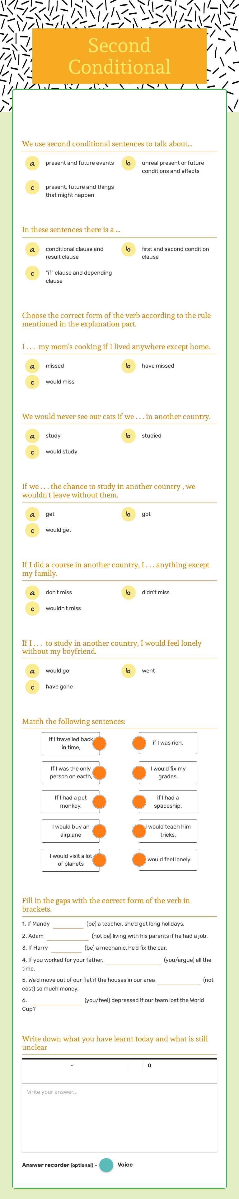 Second Conditional worksheet preview image