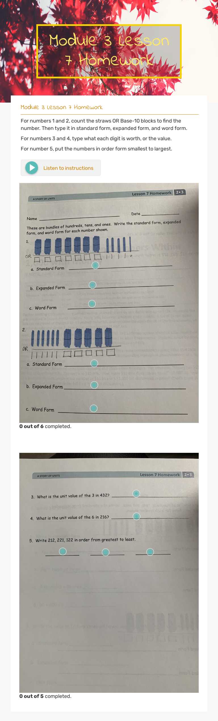 Module 3 Lesson 7 Homework by Jennifer Cameron | Interactive Worksheet ...