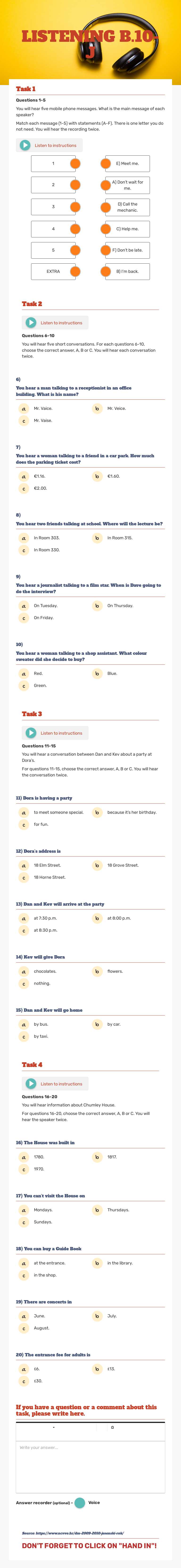 LISTENING B.10-J worksheet preview image