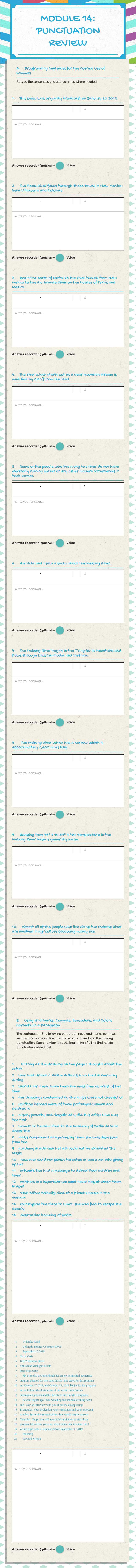 MODULE 14: PUNCTUATION REVIEW worksheet preview image