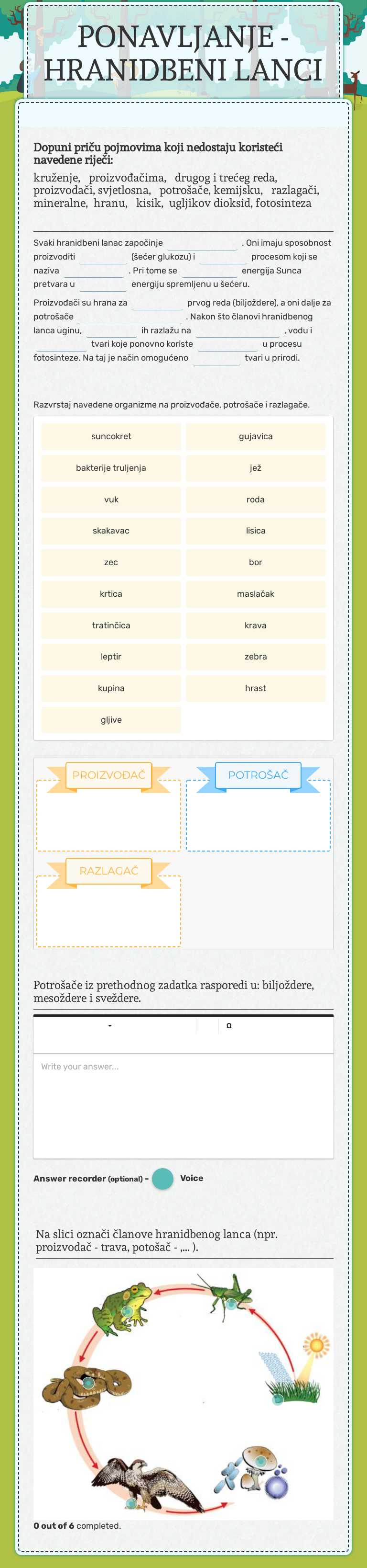 PONAVLJANJE - HRANIDBENI LANCI worksheet preview image