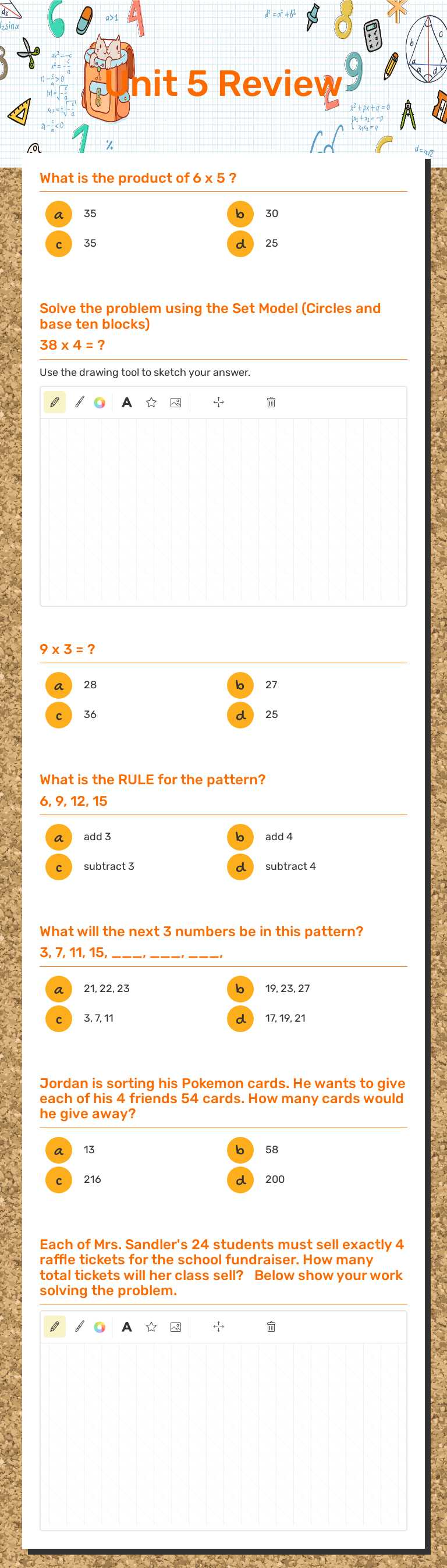 Unit 5 Review worksheet preview image