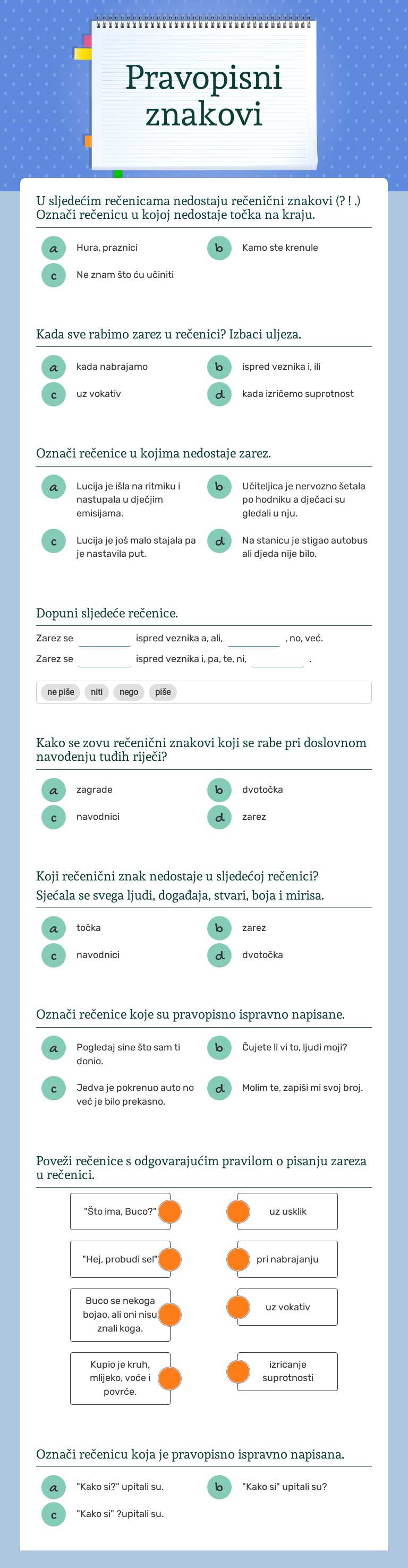 Pravopisni znakovi worksheet preview image