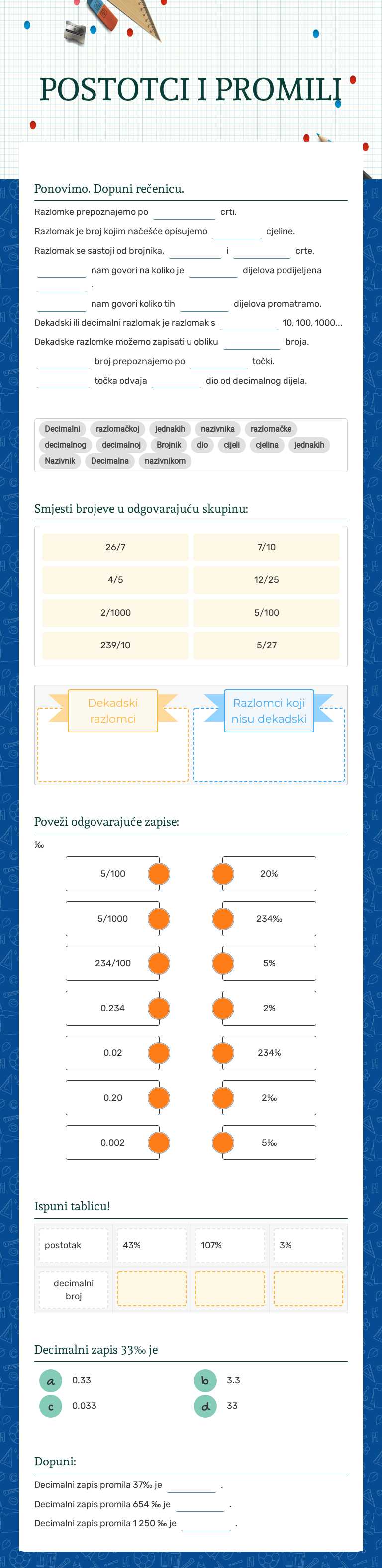 POSTOTCI I PROMILI worksheet preview image