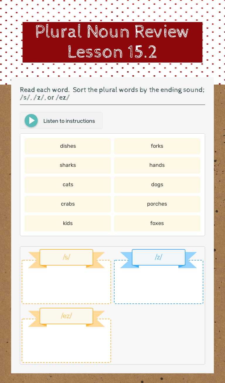 Plural Noun Review   Lesson 15.2 Grade 1 worksheet preview