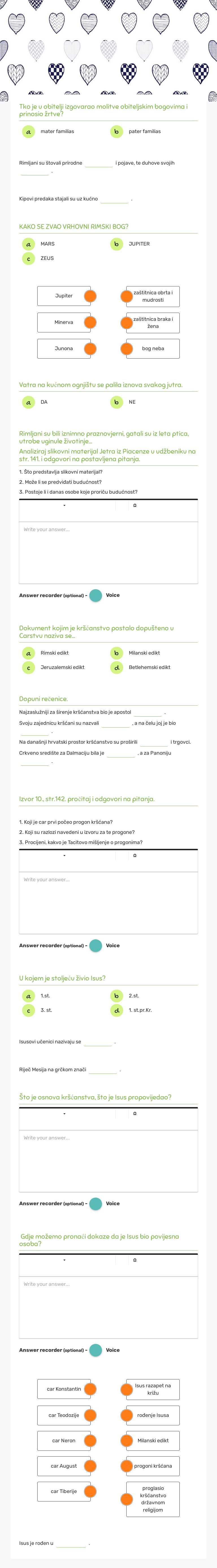 Religije u rimskoj državi; Pojava i širenje kršćanstva worksheet preview image