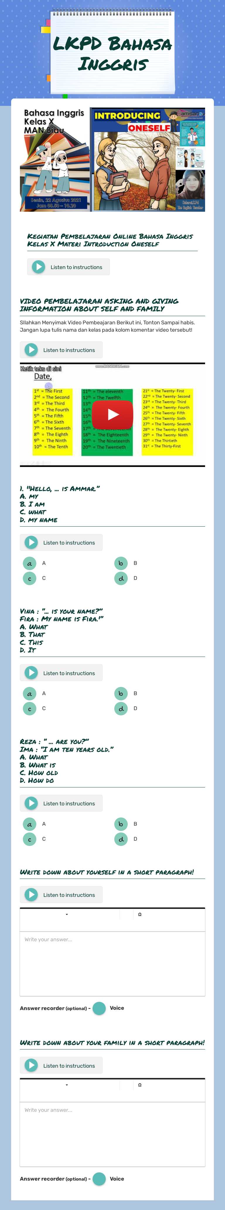 LKPD Bahasa Inggris worksheet preview image