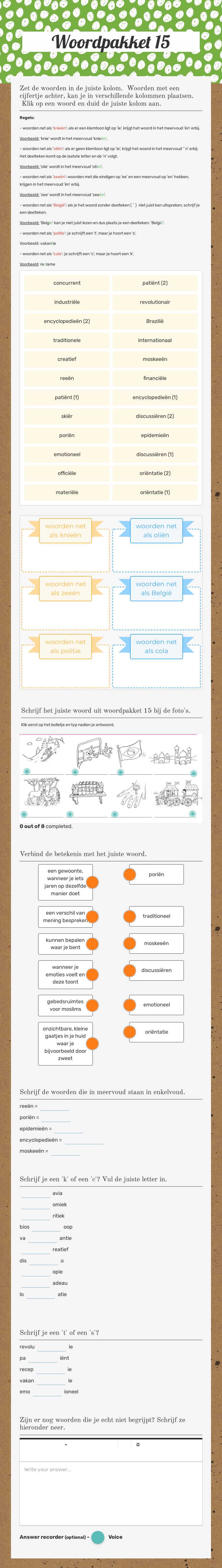 Woordpakket 15 Grade 6 worksheet preview