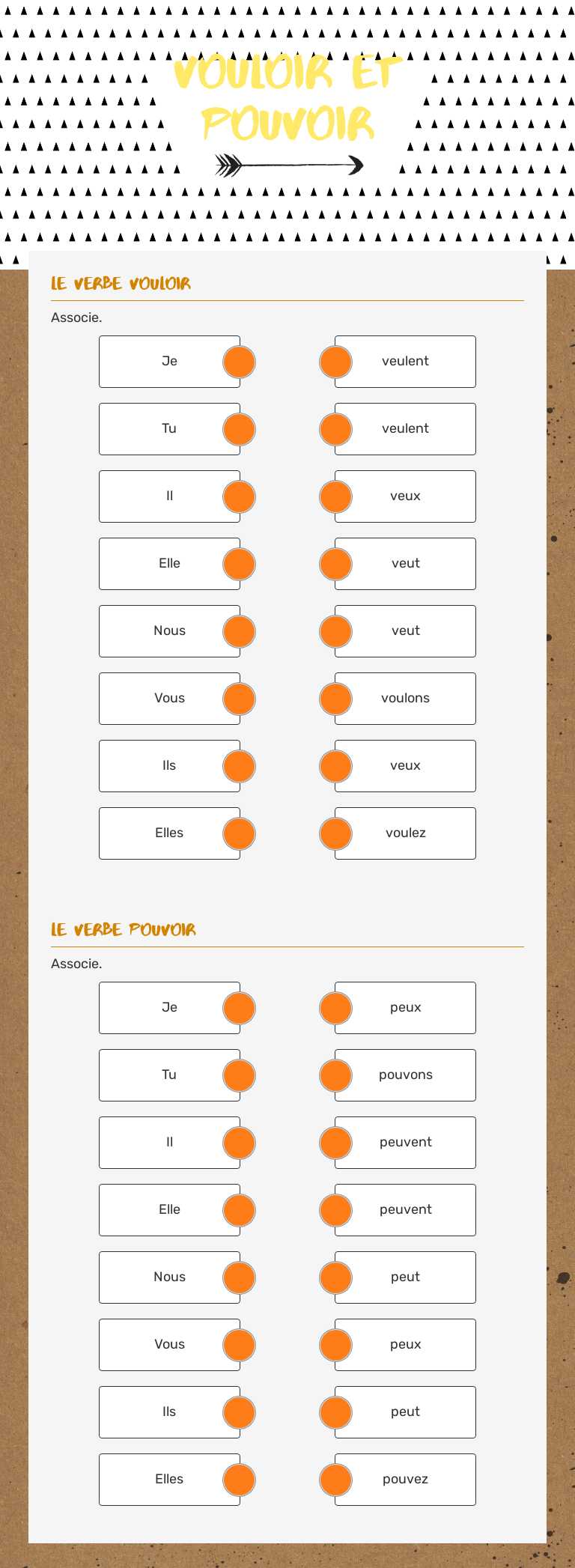 Vouloir et pouvoir Grade 6 worksheet preview