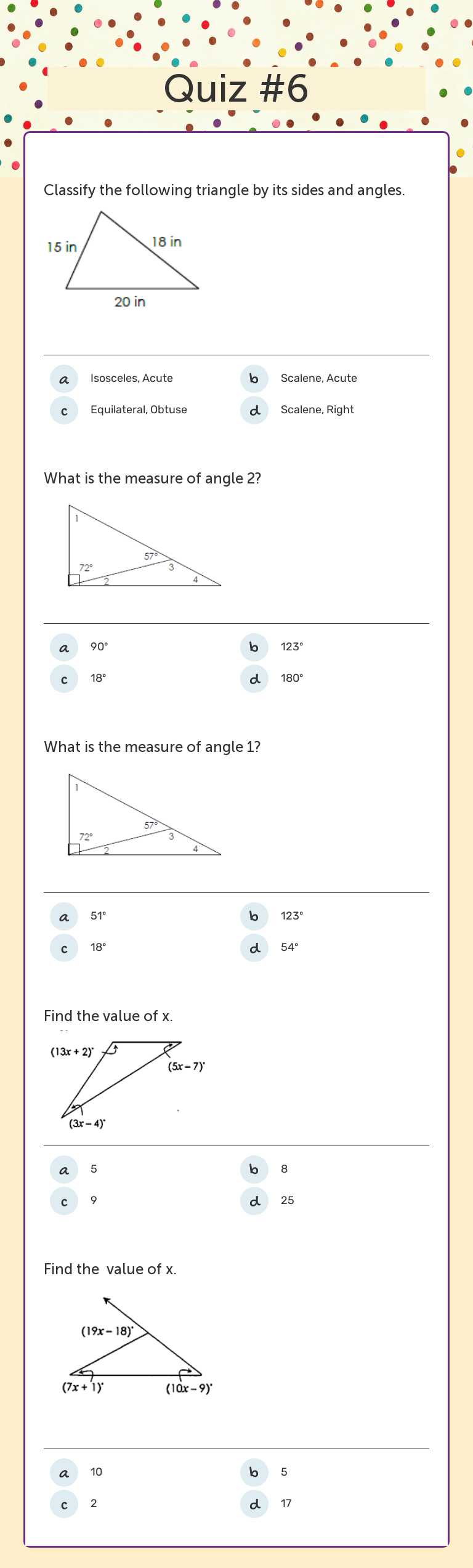 Quiz #6 worksheet preview image
