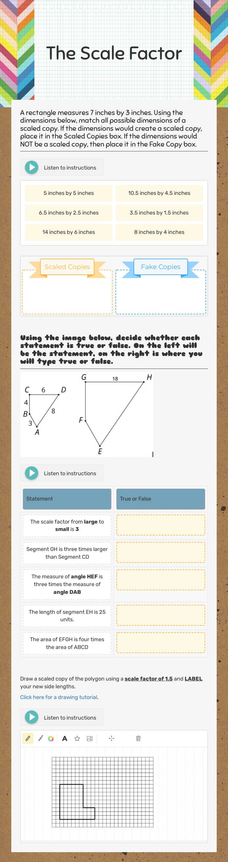 The Scale Factor Grade 7 worksheet preview