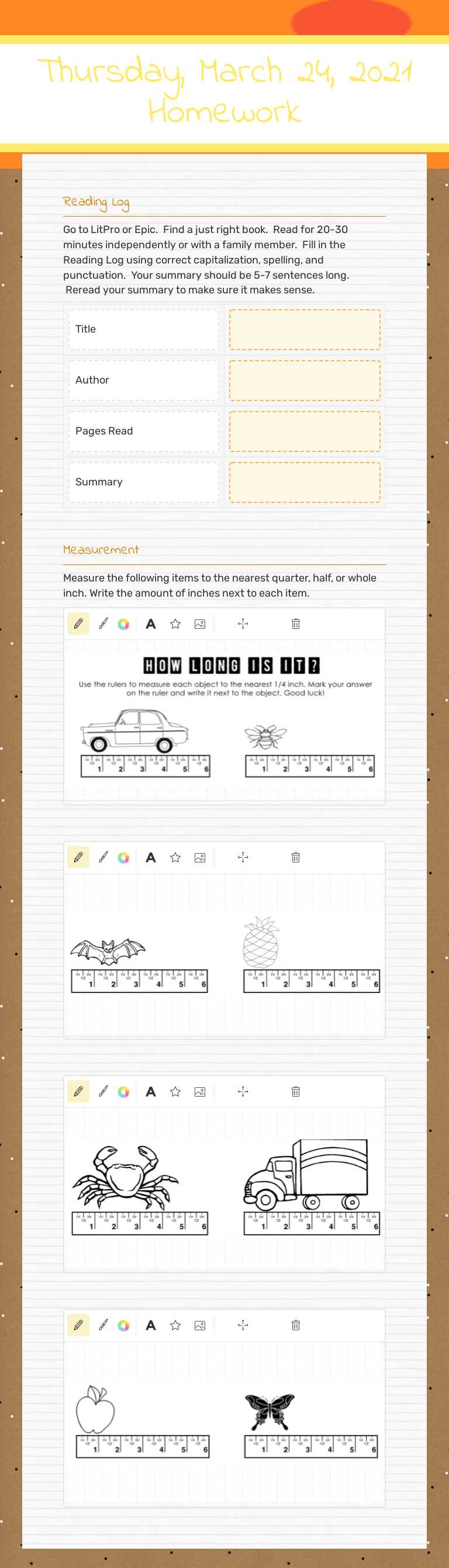 Thursday, March 24, 2021 Homework worksheet preview image