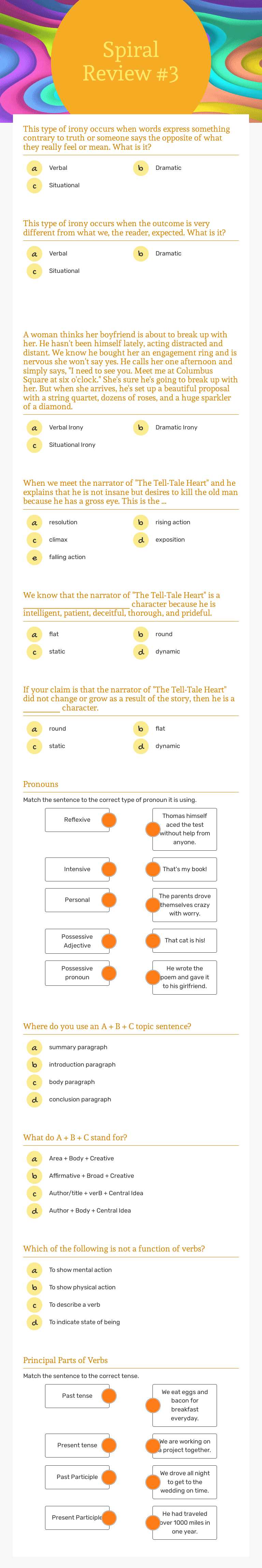 Spiral Review #3 worksheet preview image