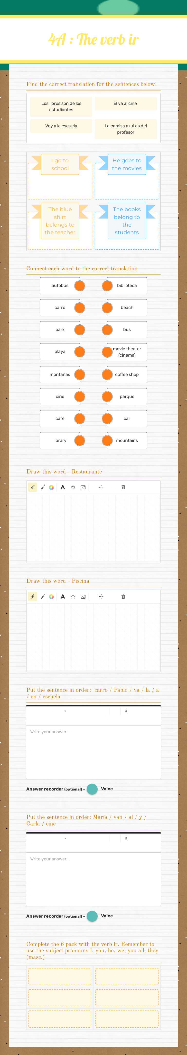 4A : The verb ir worksheet preview image