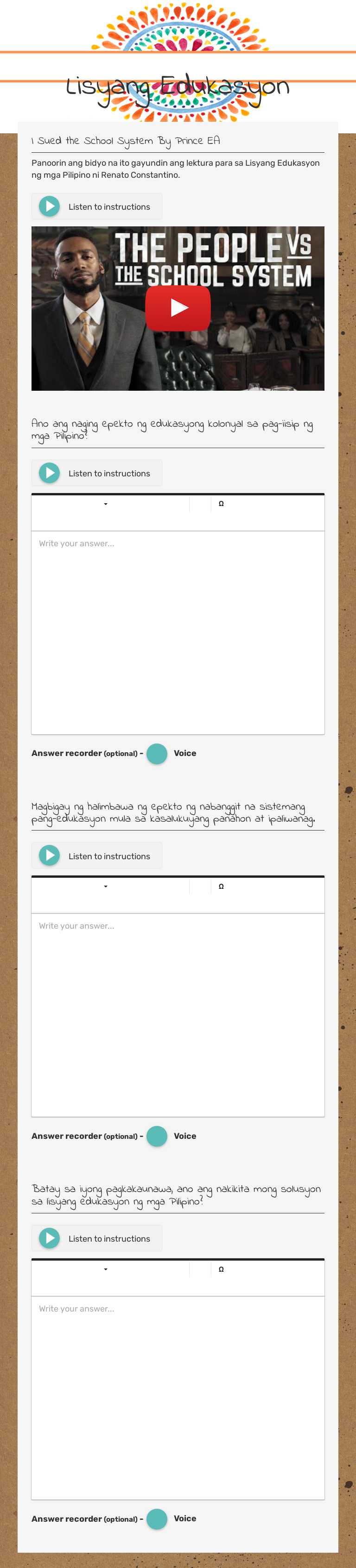 Lisyang Edukasyon worksheet preview image