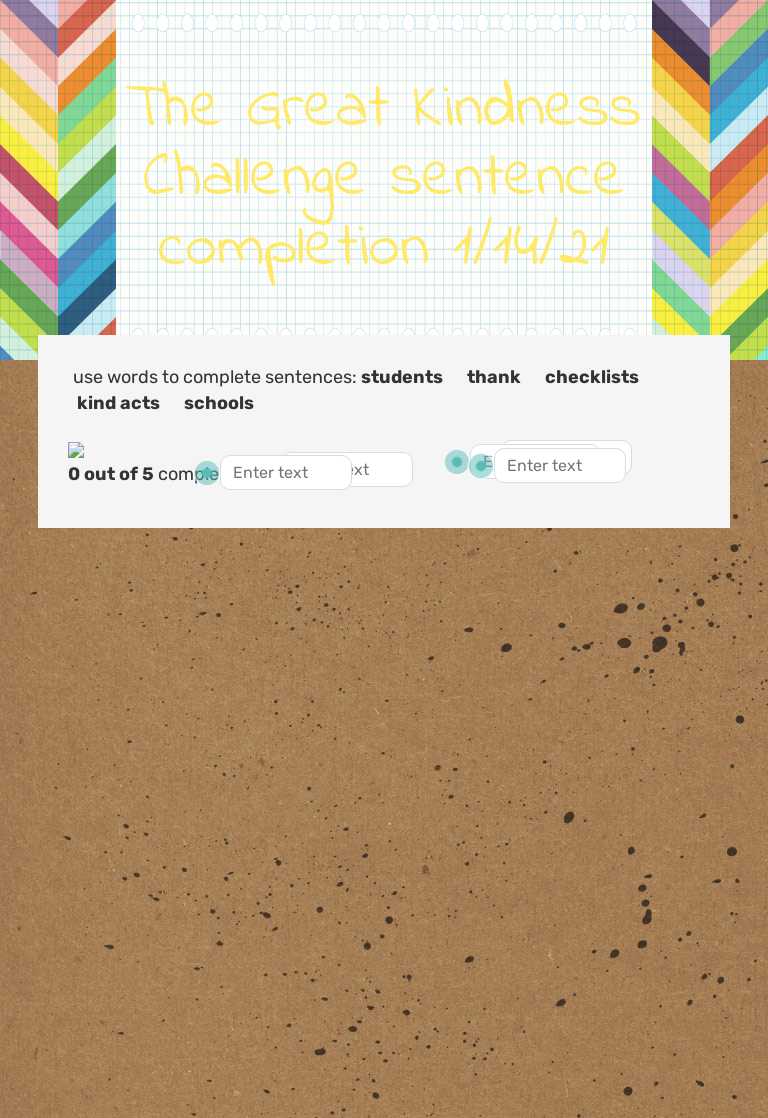 The Great Kindness Challenge sentence completion 1/14/21 worksheet preview image