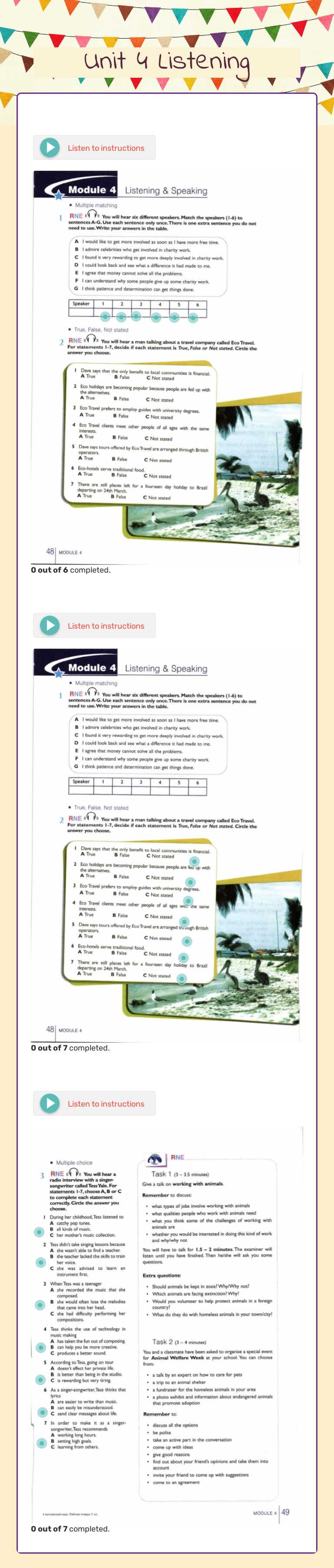 Unit 4 Listening Grade 11 worksheet preview