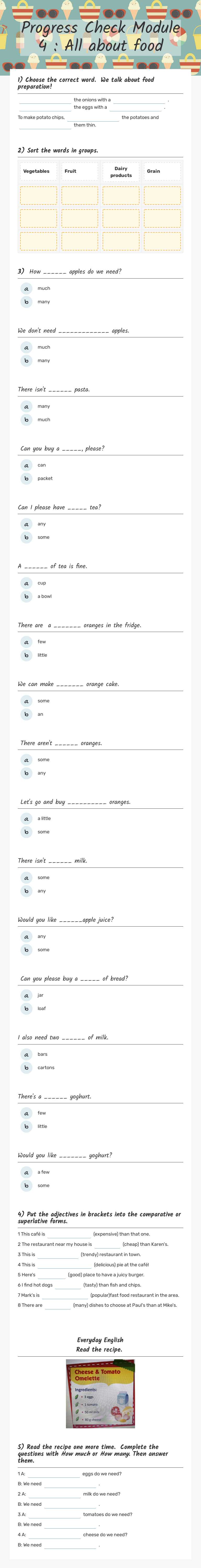 Progress Check   
 Module 4 : All about food worksheet preview image
