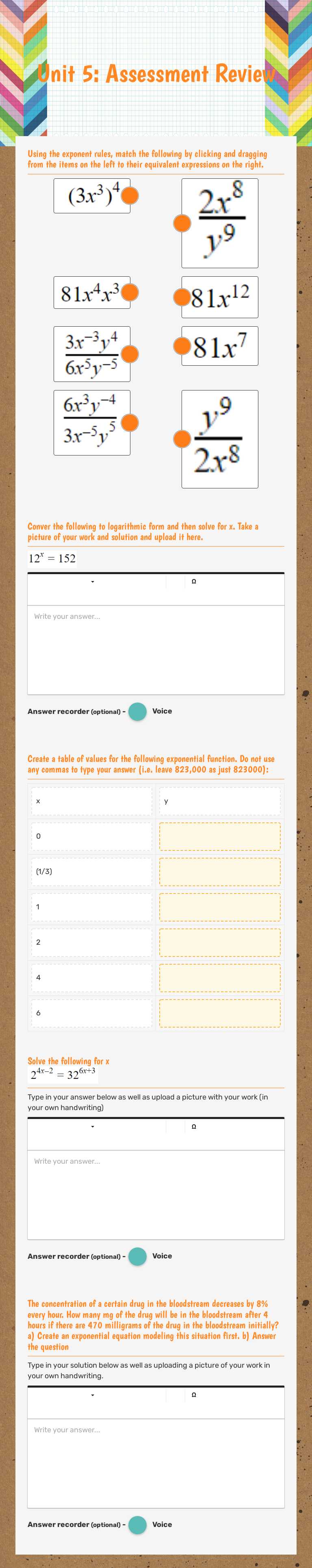 Unit 5: Assessment Review worksheet preview image