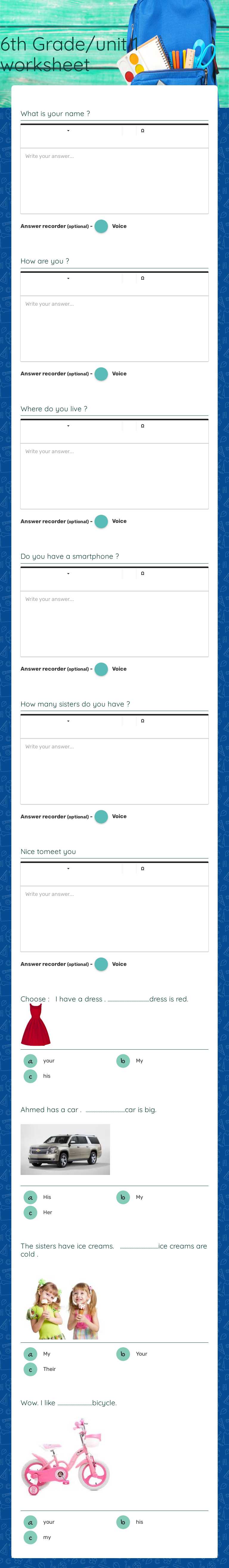 6th Grade/unit 1 worksheet Grade 6 worksheet preview