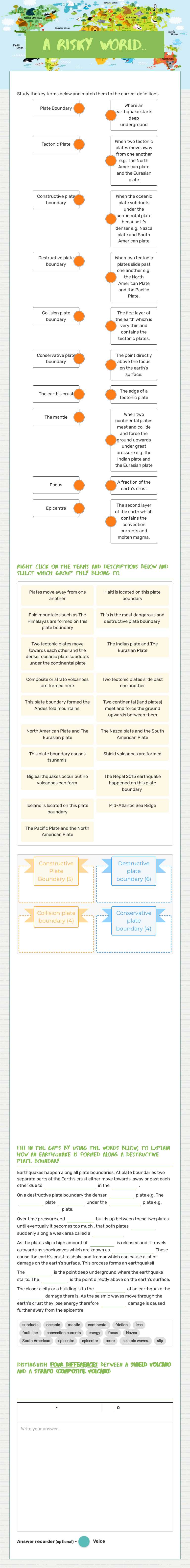 A risky world.. worksheet preview image