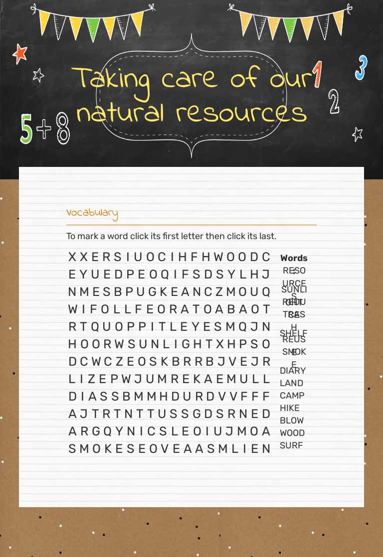 Taking care of our natural resources worksheet preview image