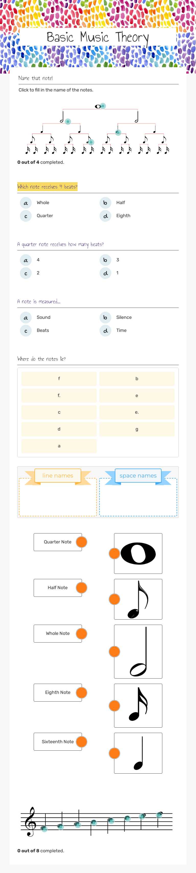 Basic Music Theory Other worksheet preview
