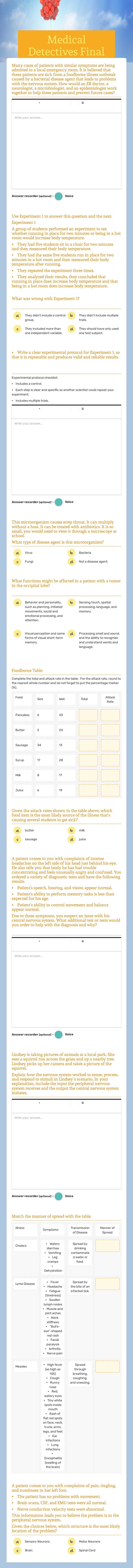 Medical Detectives Final Review Grade 8 worksheet preview