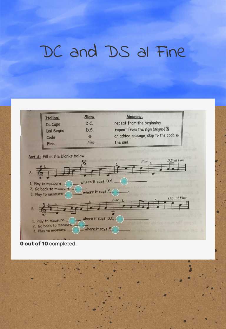 DC and DS al Fine worksheet preview image