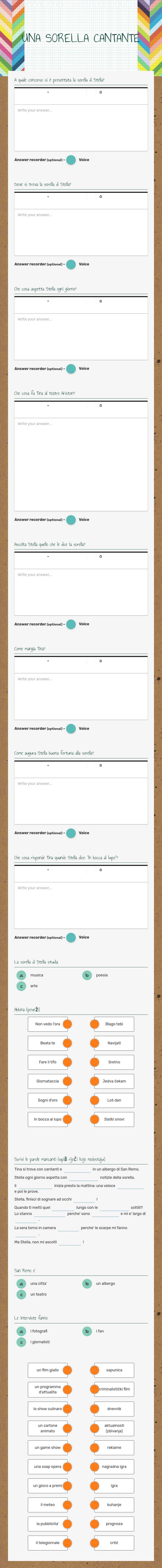 UNA SORELLA CANTANTE worksheet preview image