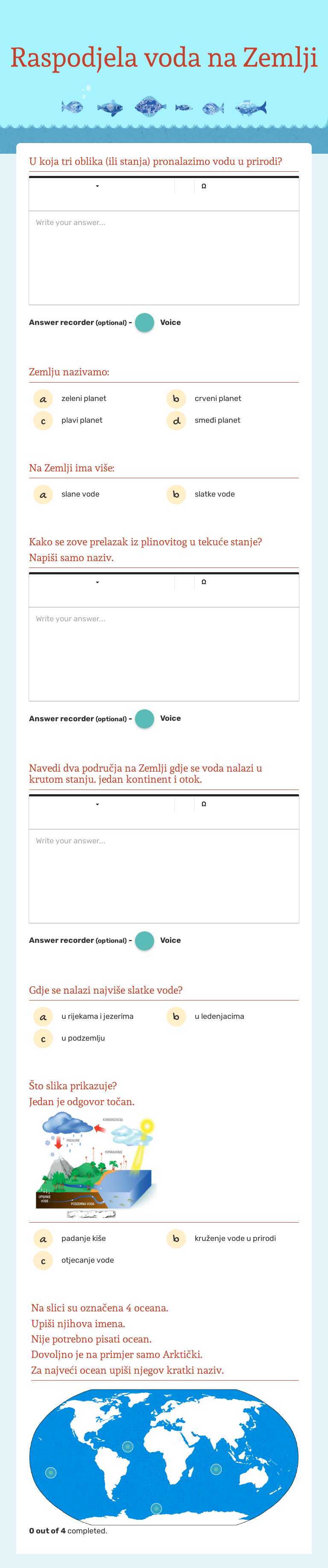 Raspodjela  voda  na  Zemlji worksheet preview image
