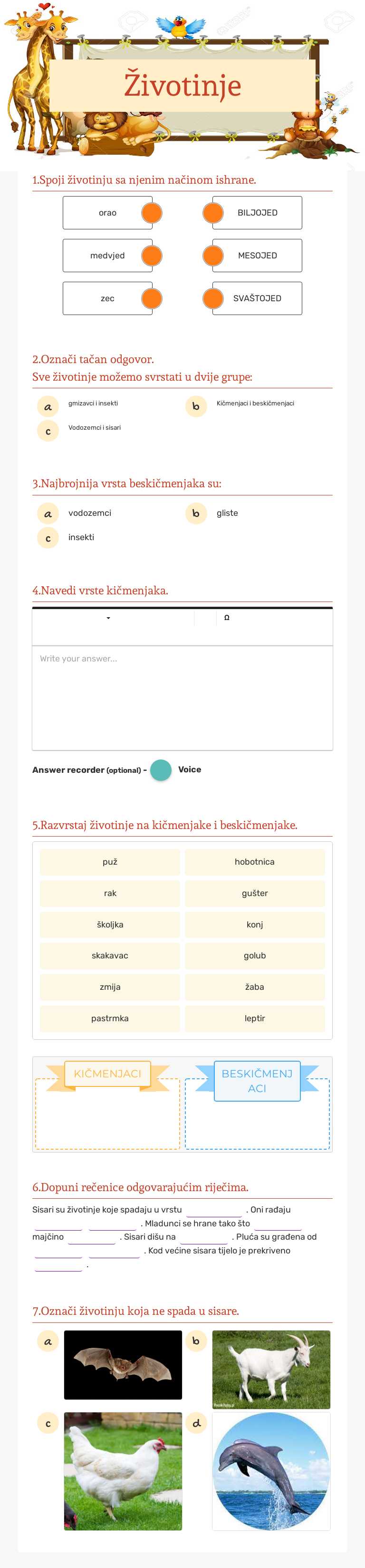 Životinje worksheet preview image