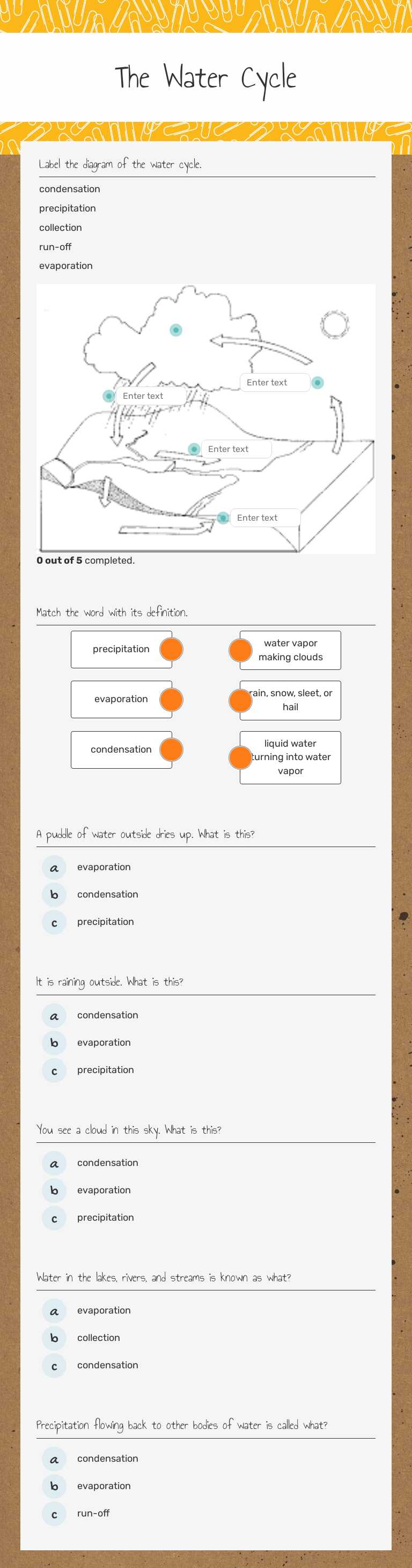The Water Cycle! worksheet preview image