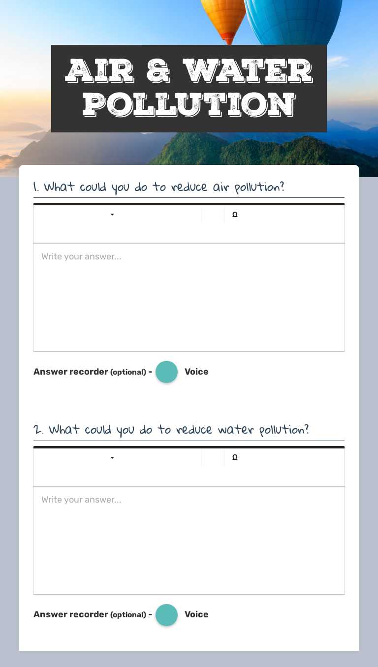 Air & Water Pollution Grade 2 worksheet preview